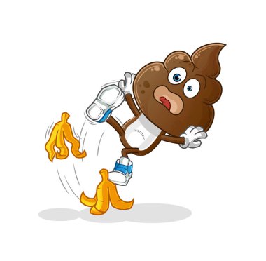 human shit head cartoon slipped on banana. cartoon mascot vector