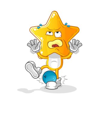 star head cartoon hiten by bowling. cartoon mascot vector