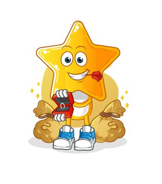 star head cartoon propose with ring. cartoon mascot vector