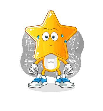 star head cartoon thinking hard vector. cartoon character