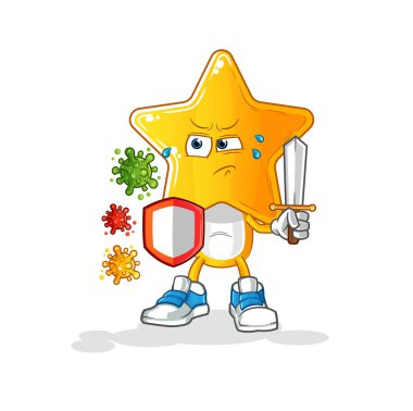 star head cartoon against viruses. cartoon mascot vector