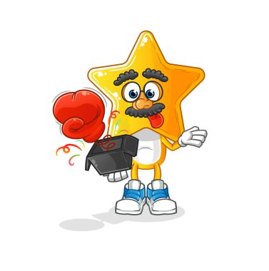 star head cartoon prank glove in the box. cartoon mascot