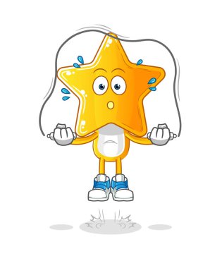 star head cartoon jump rope exercise. character vector