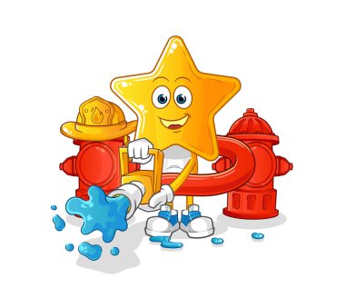 star head cartoon firefighter vector. cartoon character