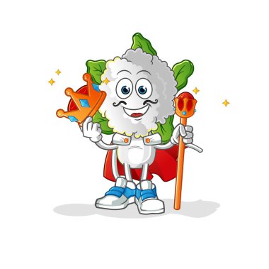 cauliflower head cartoon king vector. cartoon character