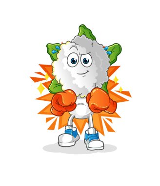 cauliflower head cartoon boxer character. cartoon mascot vector