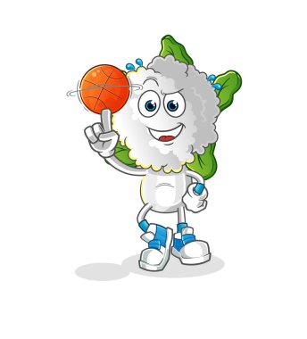 cauliflower head cartoon playing basket ball mascot. cartoon vector