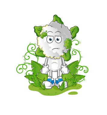 cauliflower head cartoon waiting too long mascot. cartoon vector