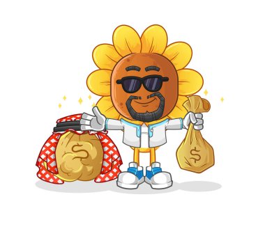 sunflower head cartoon rich arabian mascot. cartoon vector