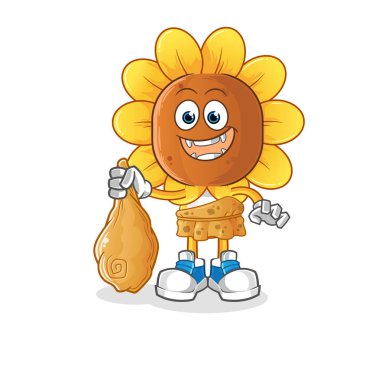 sunflower head cartoon ancient. cartoon mascot vector