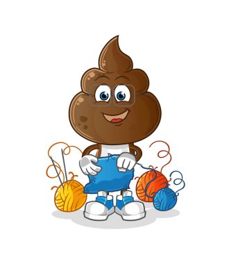 human shit head cartoon tailor mascot. cartoon vector