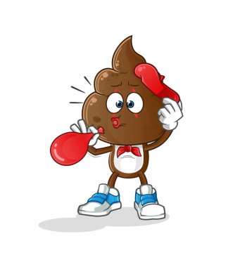 human shit head cartoon pantomime blowing balloon. cartoon vector