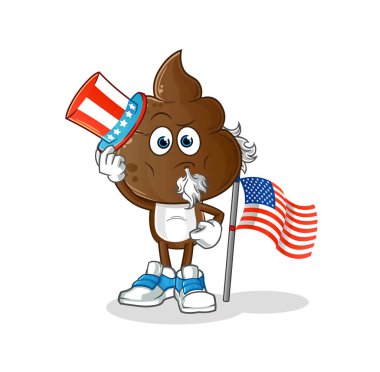 human shit head cartoon uncle sam character. cartoon mascot vector