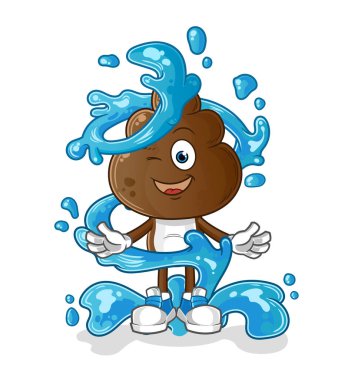human shit head cartoon fresh with water mascot. cartoon vector