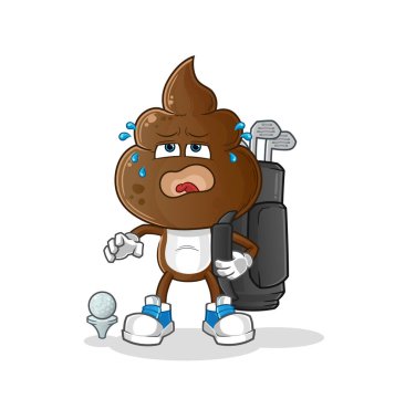 human shit head cartoon with golf equipment. cartoon mascot vector