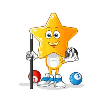 star head cartoon plays billiard character. cartoon vector