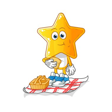 star head cartoon on a picnic. cartoon mascot vector