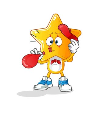 star head cartoon pantomime blowing balloon. cartoon vector