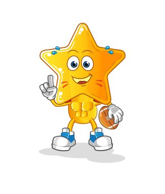 star head cartoon playing rugby character. cartoon vector