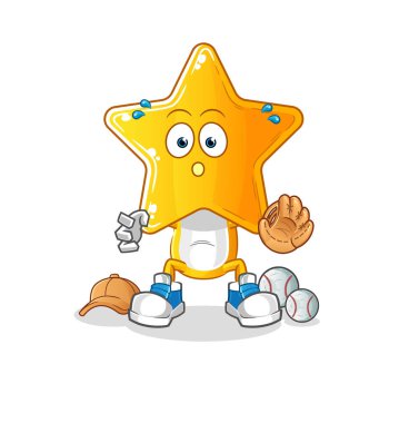 star head cartoon baseball Catcher. cartoon mascot vector