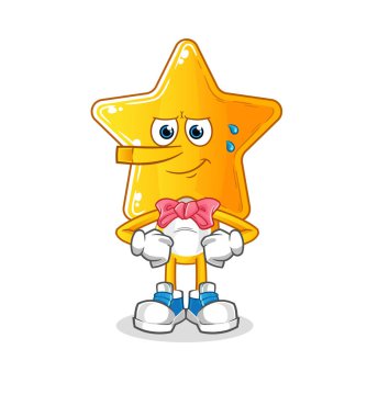 star head cartoon lie like Pinocchio character. cartoon vector
