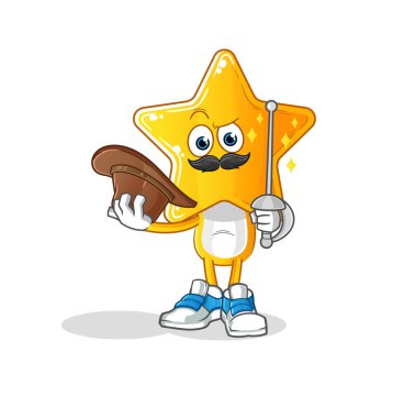 star head cartoon fencer character. cartoon mascot vector