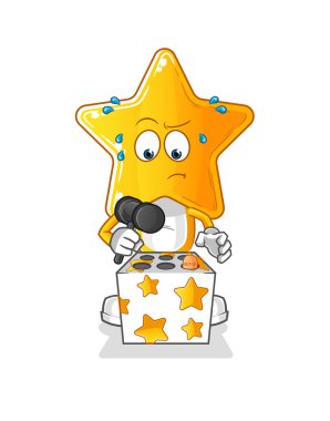 star head cartoon play whack a mole mascot. cartoon vector