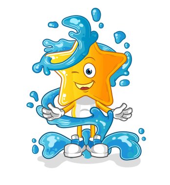 star head cartoon fresh with water mascot. cartoon vector
