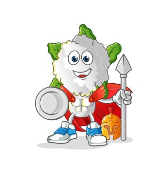cauliflower head cartoon spartan character. mascot vector