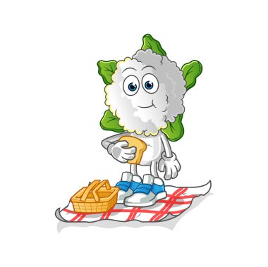 cauliflower head cartoon on a picnic. cartoon mascot vector