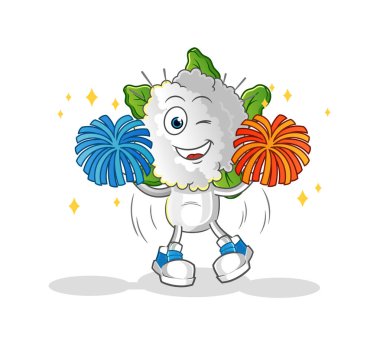 cauliflower head cartoon cheerleader. cartoon mascot vector