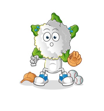 cauliflower head cartoon baseball Catcher. cartoon mascot vector