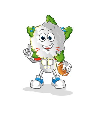 cauliflower head cartoon playing rugby character. cartoon vector