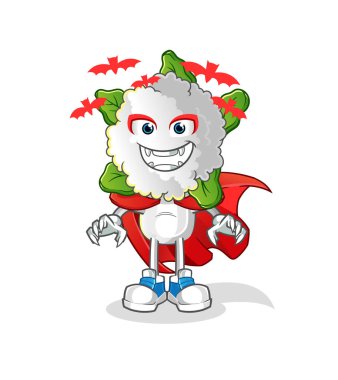 cauliflower head cartoon Dracula illustration. character vector