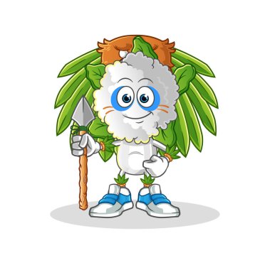 cauliflower head cartoon tribal man mascot. cartoon vector