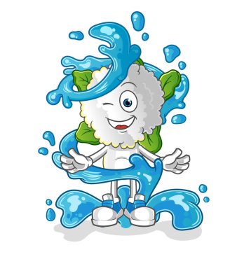 cauliflower head cartoon fresh with water mascot. cartoon vector