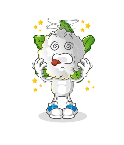Cauliflower Head Cartoon Dizzy Mascot Cartoon Vector — Stock Vector