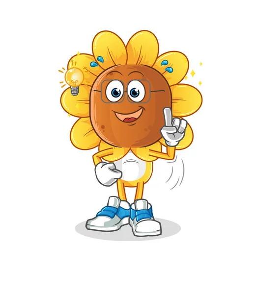 Sunflower Head Cartoon Got Idea Mascot Vector — Stock Vector