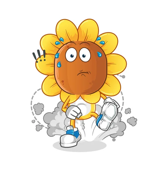 Sunflower Head Cartoon Running Illustration Character Vector — Image vectorielle