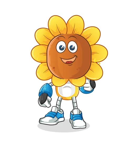Sunflower Head Cartoon Robot Character Cartoon Mascot Vector — Stock Vector