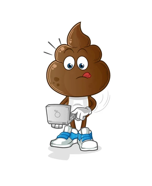 Human Shit Head Cartoon Laptop Mascot Cartoon Vector — Stock vektor