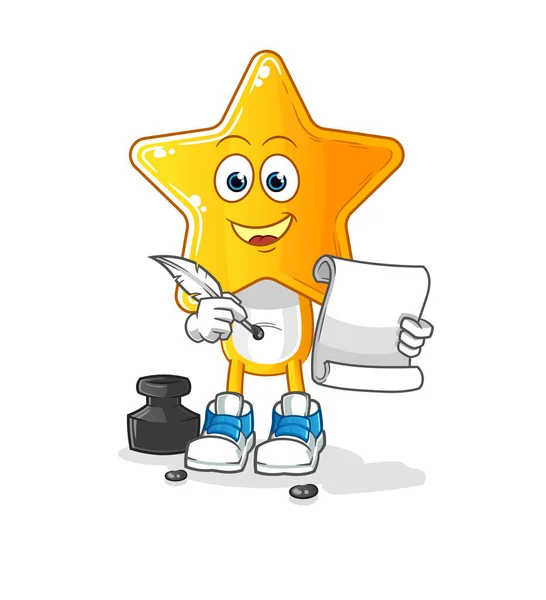 Star Head Cartoon Writer Vector Cartoon Character — Stock Vector