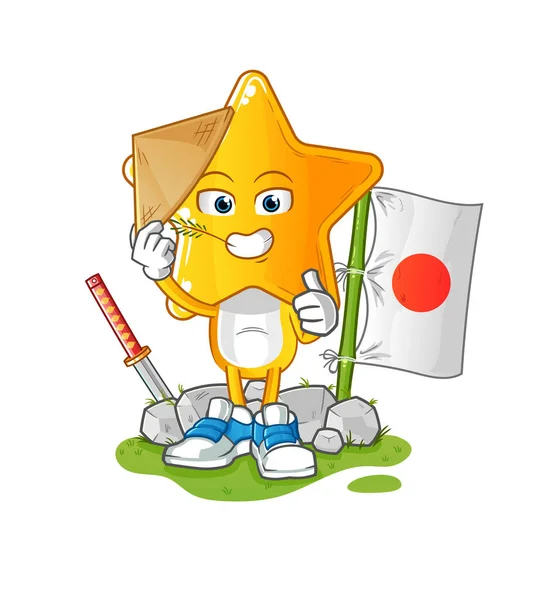 Star Head Cartoon Japanese Vector Cartoon Character — Stock Vector