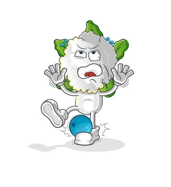 Cauliflower Head Cartoon Hiten Bowling Cartoon Mascot Vector — Stock Vector