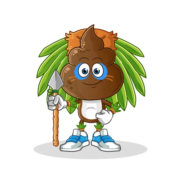 Human Shit Head Cartoon Tribal Man Mascot Cartoon Vector — Image vectorielle