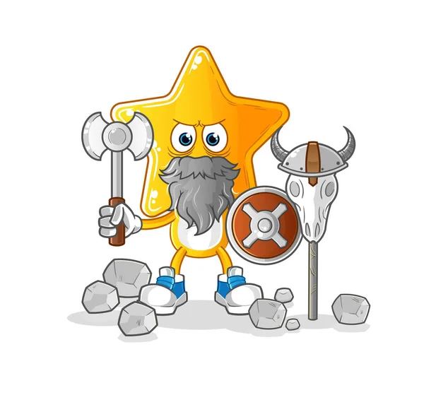 Star Head Cartoon Viking Illustration Character Vector — Stock Vector