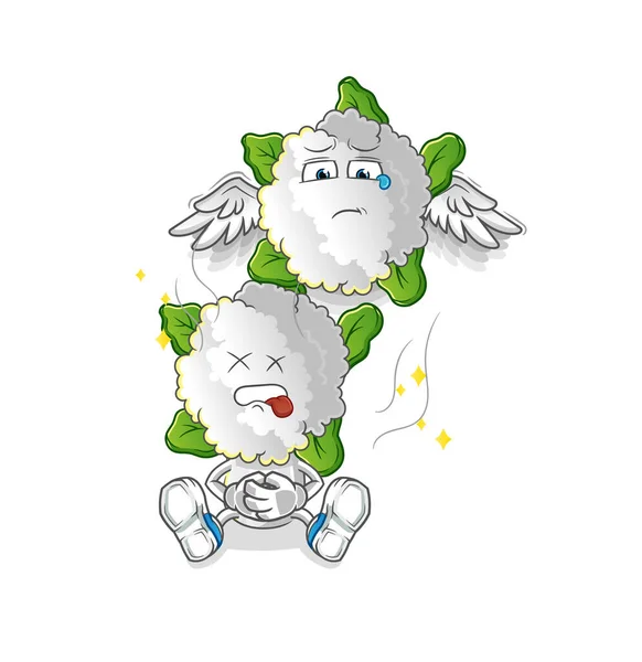 Cauliflower Head Cartoon Spirit Leaves Body Mascot Cartoon Vector — Stok Vektör