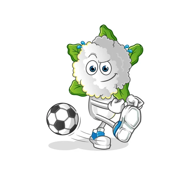 Cauliflower Head Cartoon Kicking Ball Cartoon Mascot Vector — Stock Vector