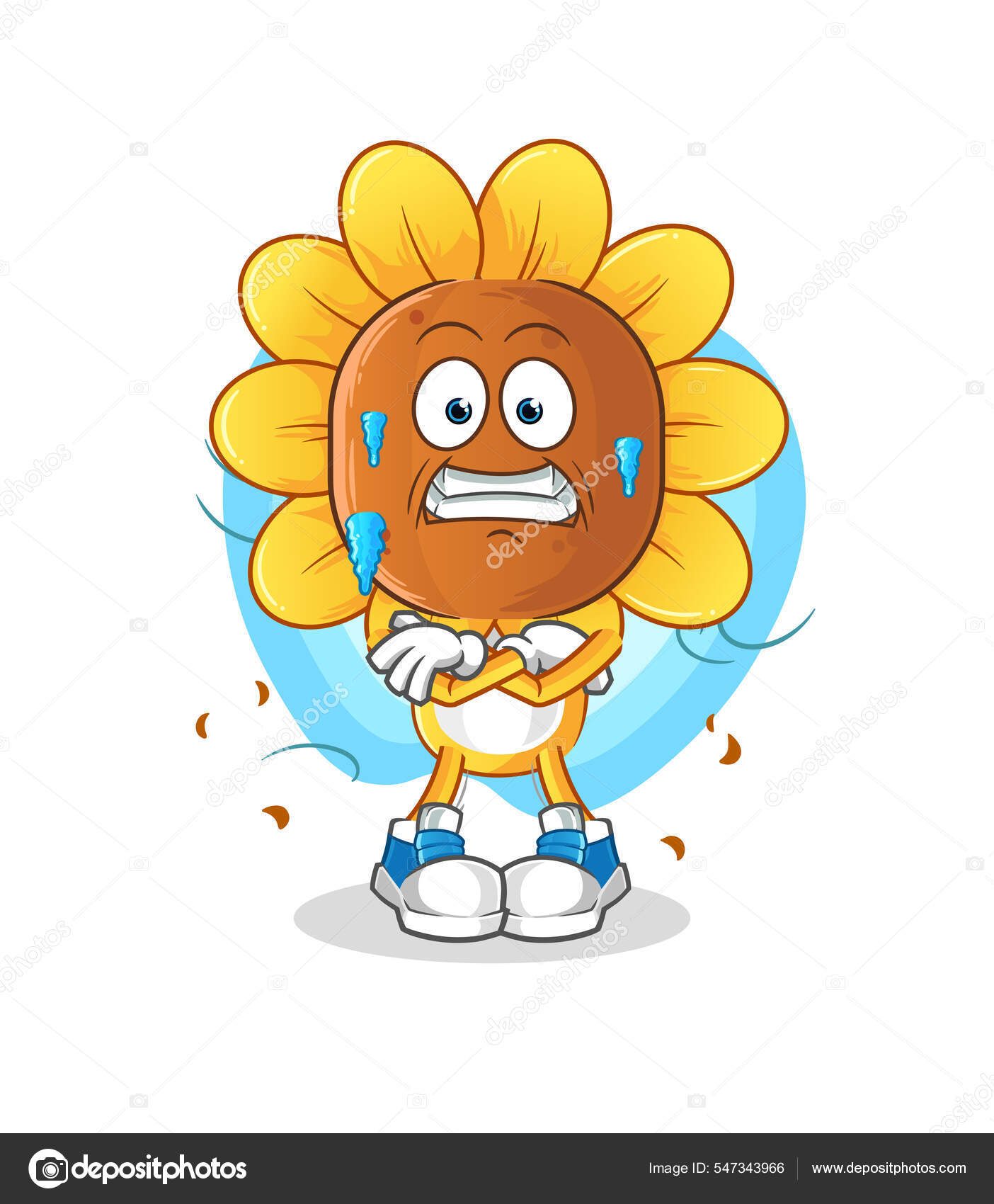 Sunflower Head Cartoon Cold Illustration Character Vector Vector de