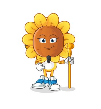 sunflower head cartoon ancient egypt. cartoon mascot vector